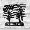 Custom American Motocross Dad and Son Metal Wall Art With Led Lights MWA024