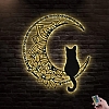 Black Cat On The Moon Metal Wall Art With Led Lights MWA022