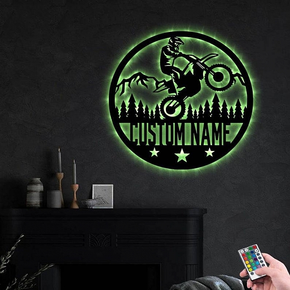 Custom Biker Metal Wall Art With Led Lights MWA028