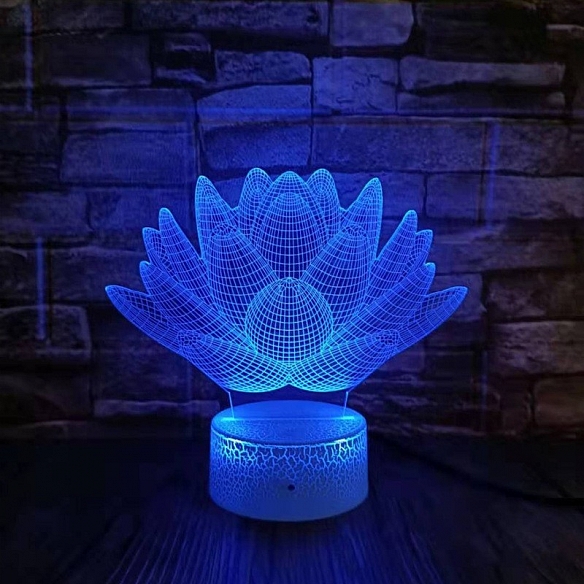 Lotus Flower 3D Illusion Neon Led Night Lamp NL012