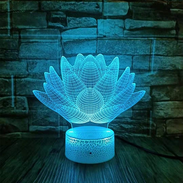 Lotus Flower 3D Illusion Neon Led Night Lamp NL012