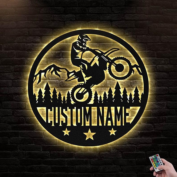 Custom Biker Metal Wall Art With Led Lights MWA028