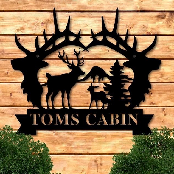 Deer Sign Personalized Metal Wall Art MWA026