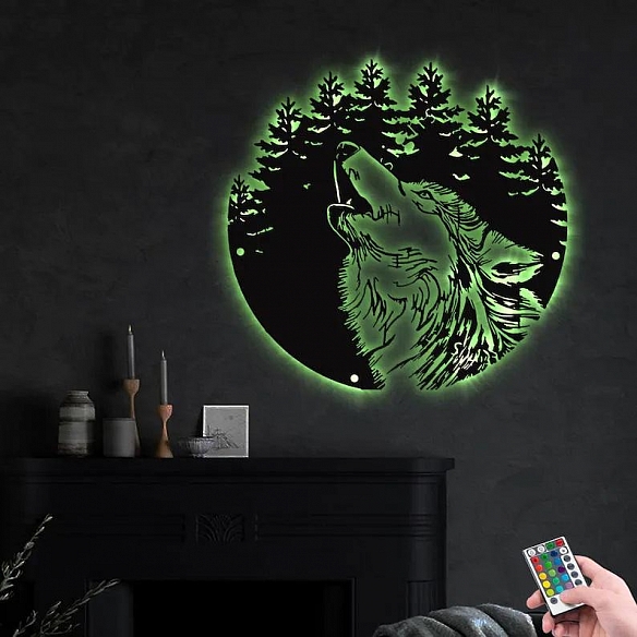 Wolf Metal Wall Art With LED Lights MWA033
