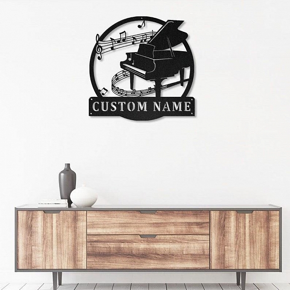 Custom Piano Monogram Metal Wall Art With Led Lights MWA020