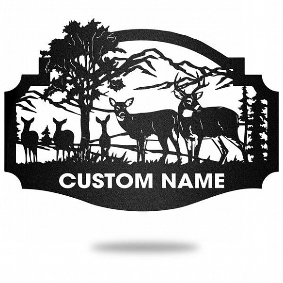 Welcome Whitetails Deer Sign Personalized Metal Wall Art MWA025
