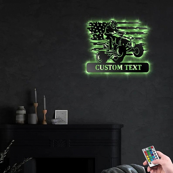 Custom US Quad Dirt Bike Metal Wall Art With Led Lights MWA021