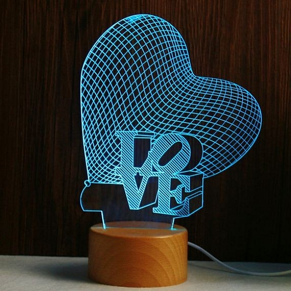 Love Heart 3D Illusion Neon Led Night Lamp NL011