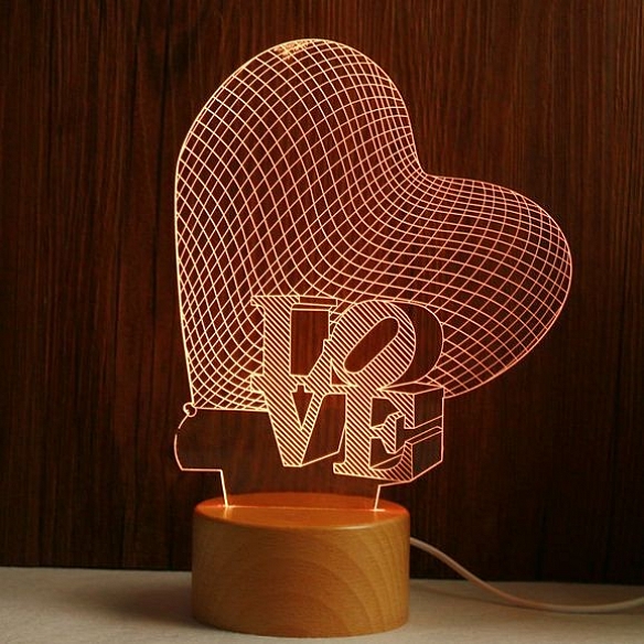 Love Heart 3D Illusion Neon Led Night Lamp NL011