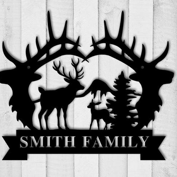 Deer Sign Personalized Metal Wall Art MWA026