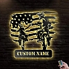 Custom American Motocross Dad and Son Metal Wall Art With Led Lights MWA024