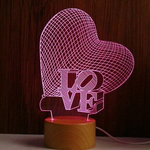 Love Heart 3D Illusion Neon Led Night Lamp NL011