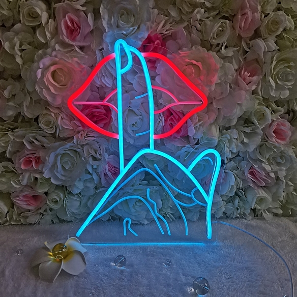 Lips Gesture Be Quiet  Neon Sign NS035