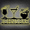 Custom Name Bar Metal Wall Art With Lights MWA036