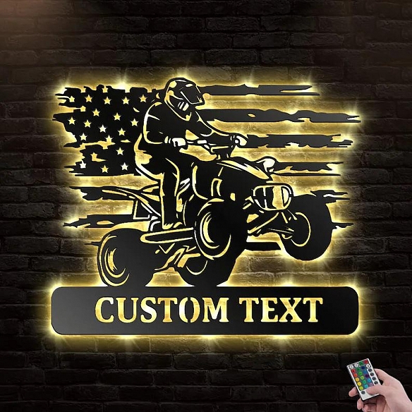 Custom US Quad Dirt Bike Metal Wall Art With Led Lights MWA021